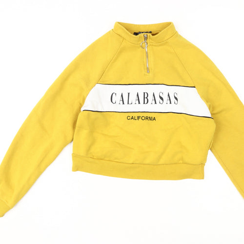 New Look Girls Yellow 1/4 Zip Hoodie - Size 10-11 Years