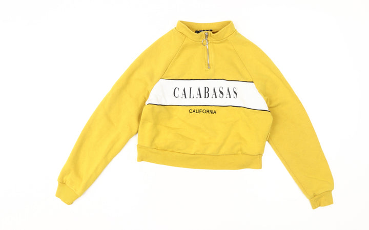 New Look Girls Yellow 1/4 Zip Hoodie - Size 10-11 Years