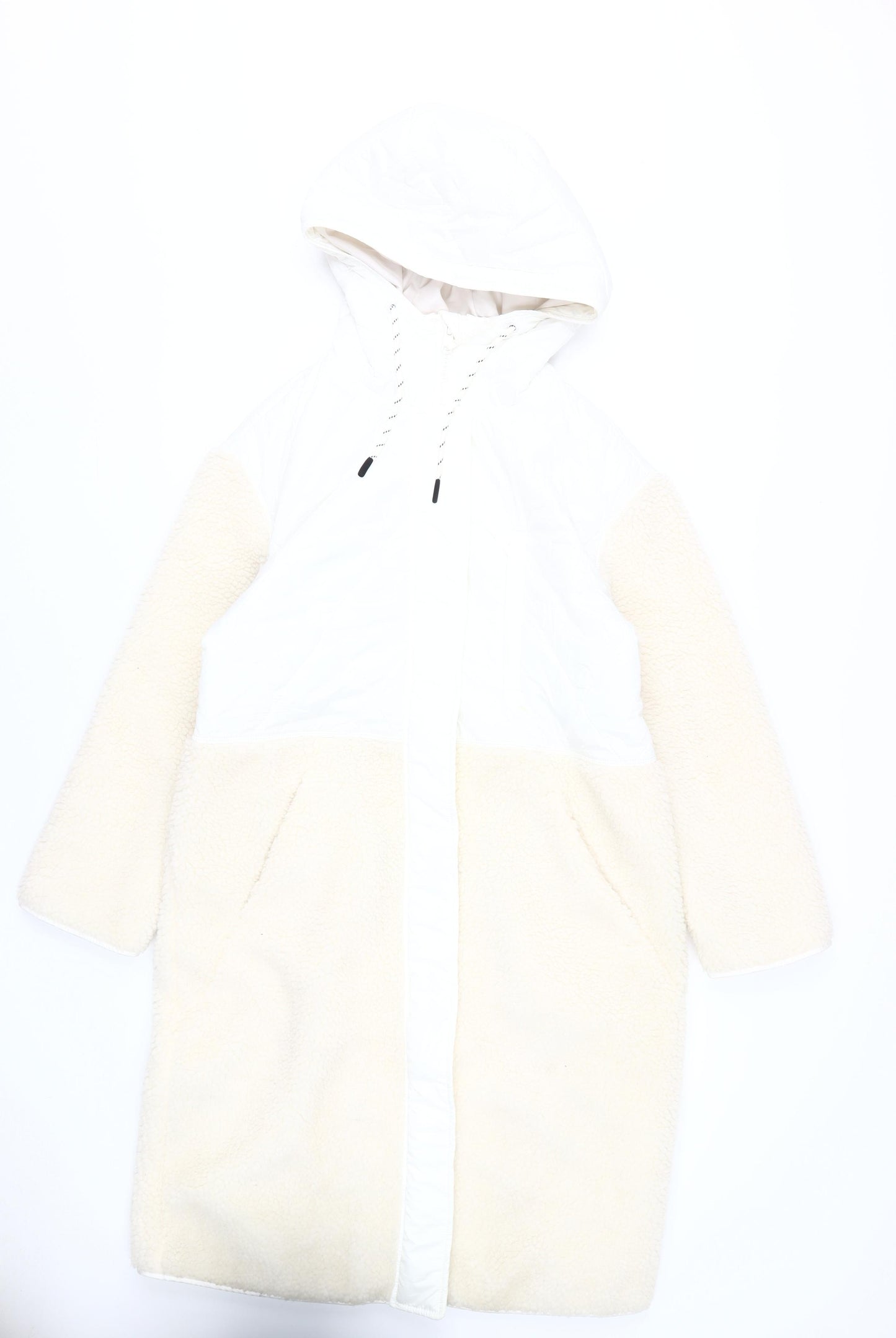 H&M Women's White Hooded Puffer Coat XS