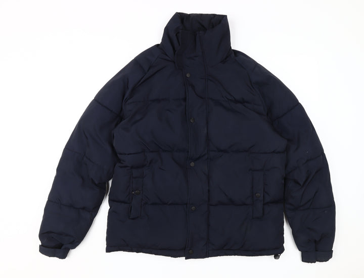 River Island Men's Blue Puffer Jacket Size S