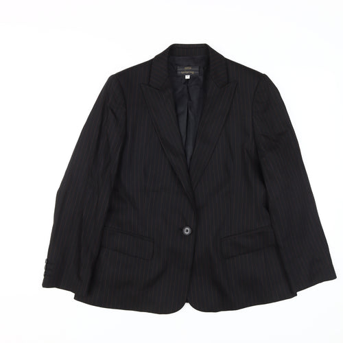 Marks and Spencer Women's Black Pinstripe Blazer, Size 14