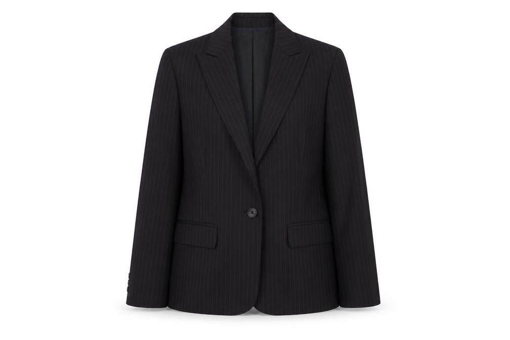 Front view of Marks & Spencer Women's Black Pinstripe Blazer, size 14