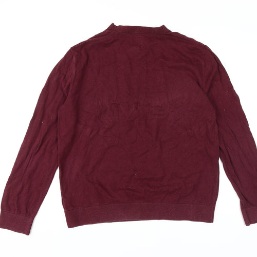 GAP Men's Red Pullover Jumper, L, Crew Neck Cotton Knit