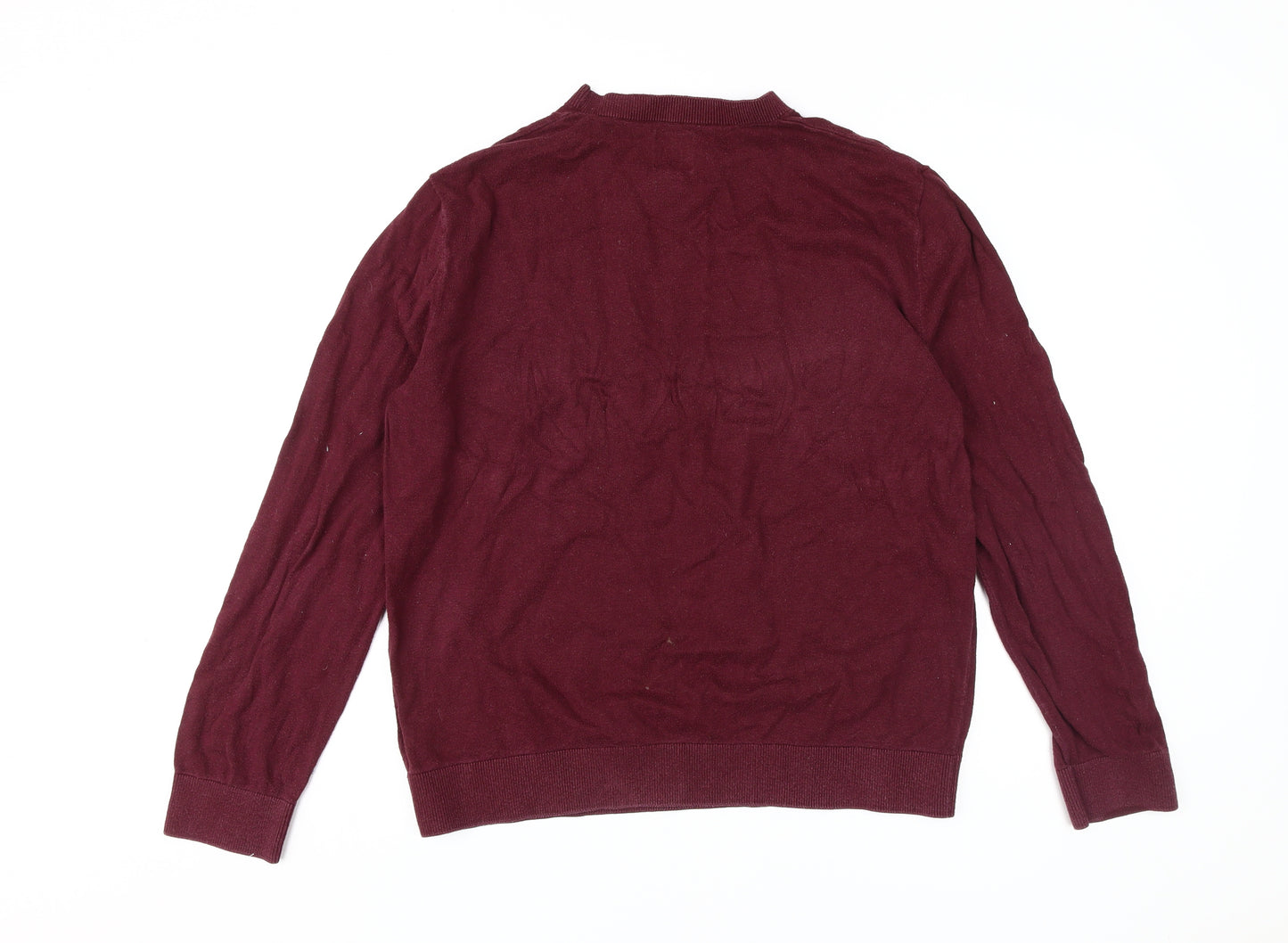 GAP Men's Red Pullover Jumper, L, Crew Neck Cotton Knit