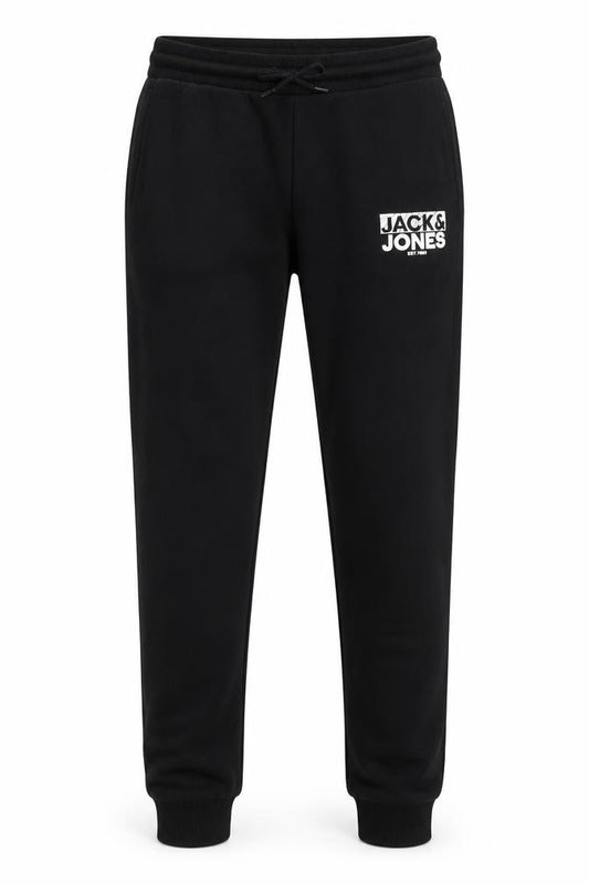 Front view of Jack & Jones boys’ black jogger trousers 164