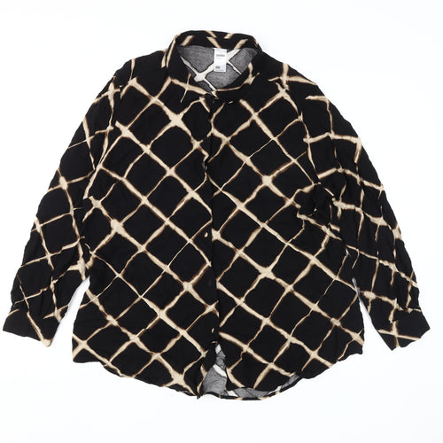 Anko Women's Plus Size Black Geometric Long Sleeve Blouse