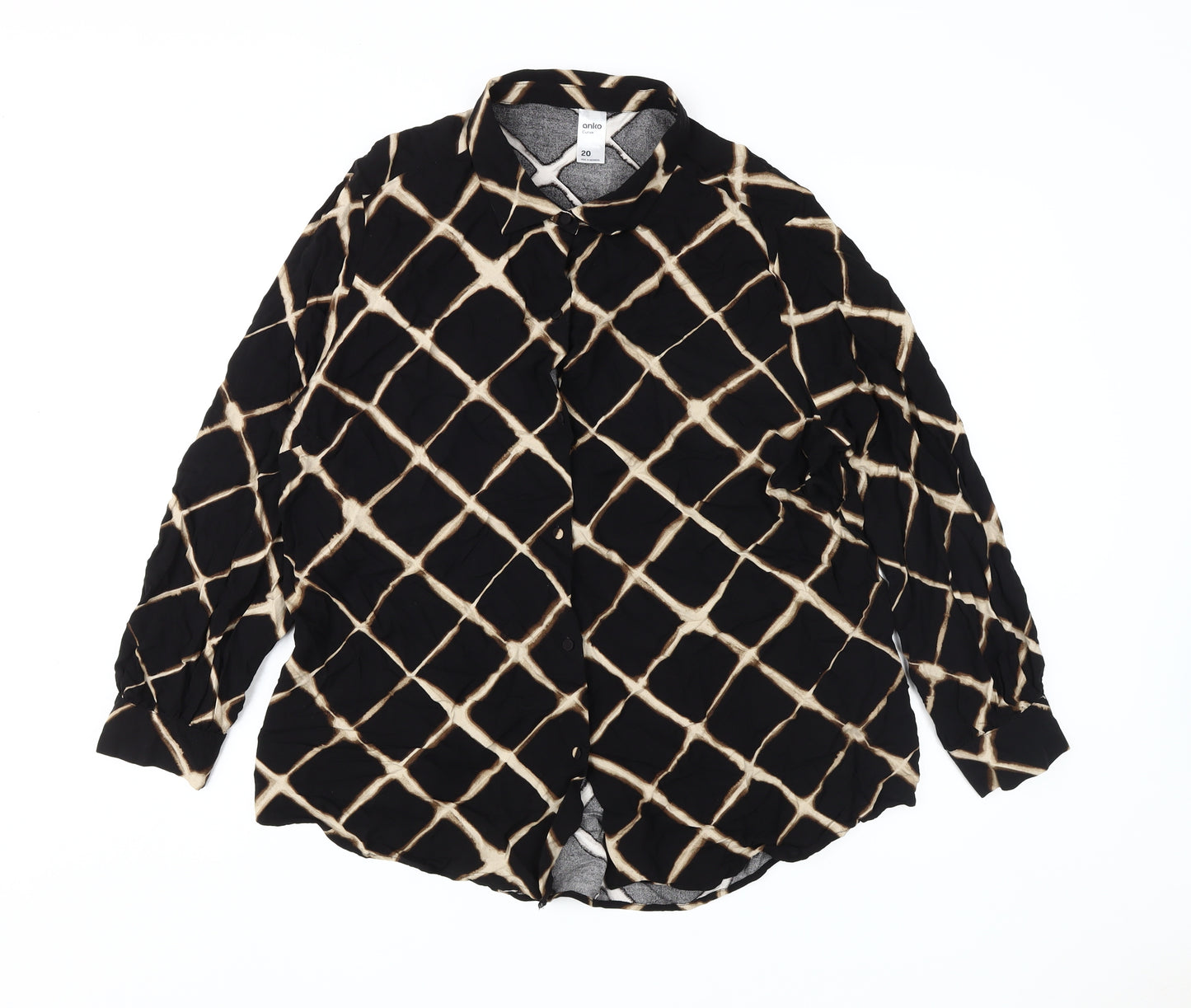 Anko Women's Plus Size Black Geometric Long Sleeve Blouse