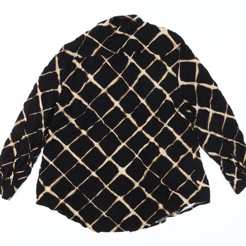 Anko Women's Plus Size Black Geometric Long Sleeve Blouse