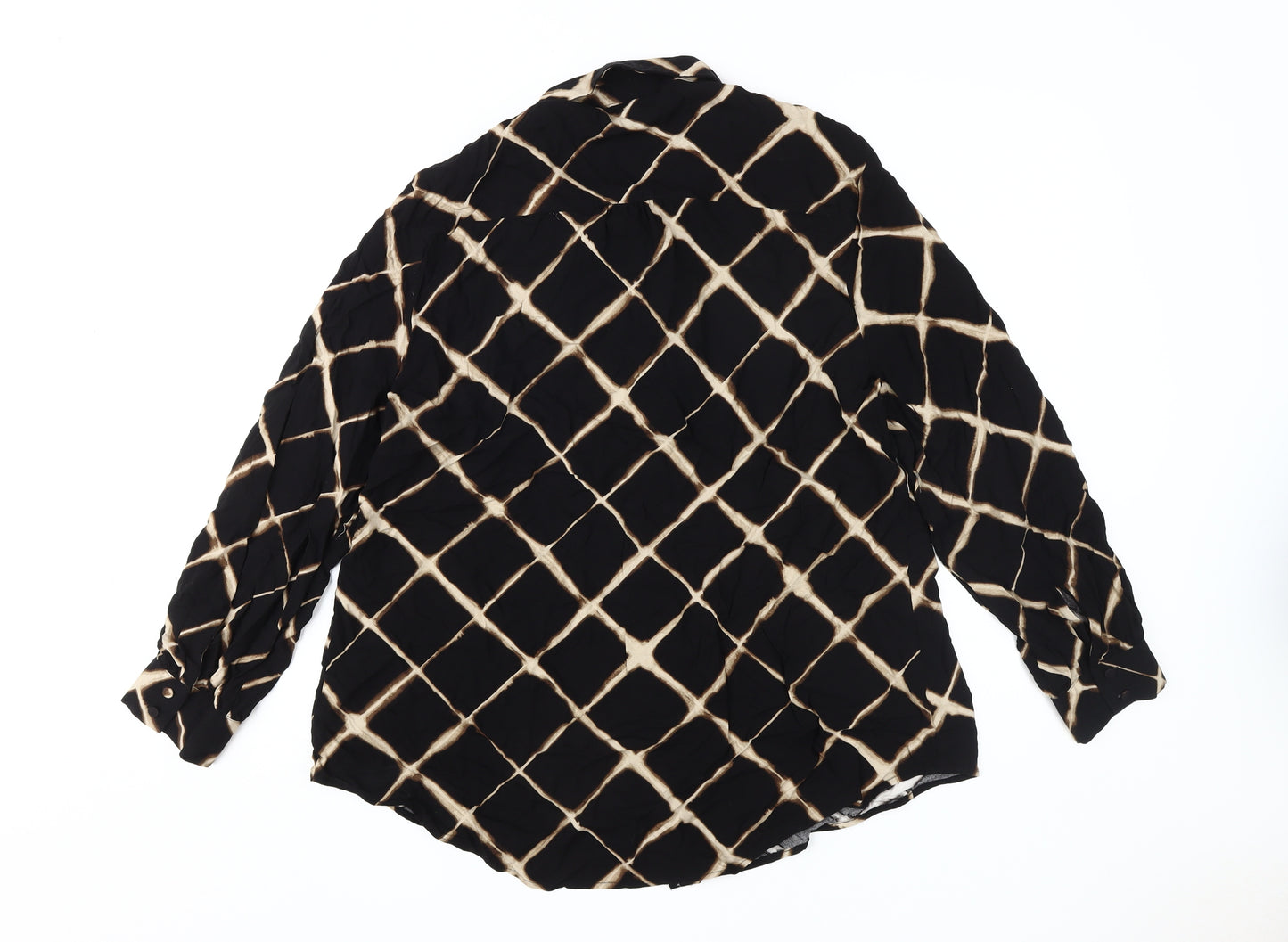 Anko Women's Plus Size Black Geometric Long Sleeve Blouse