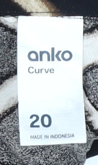 Anko Women's Plus Size Black Geometric Long Sleeve Blouse