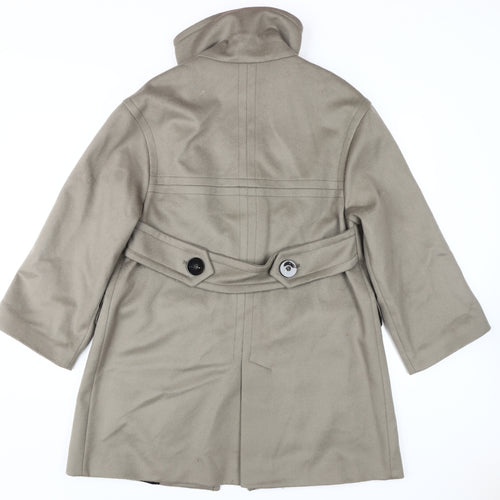 Zara Women's Beige Wool Overcoat, Size 8, Classic Style