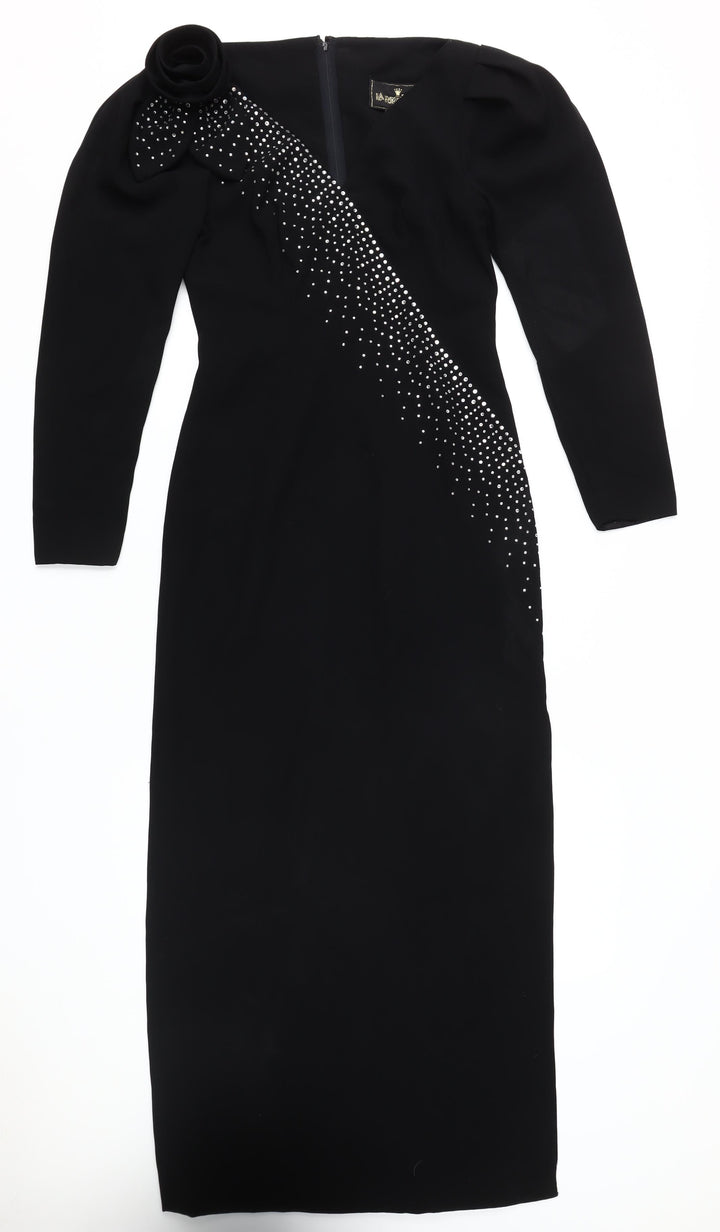 La Regina Black Bodycon Dress Women 8 Long Sleeve Party
