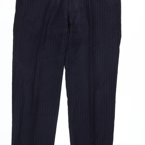 Marks and Spencer Blue Striped Men's Wool Trousers, 36