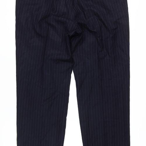Marks and Spencer Blue Striped Men's Wool Trousers, 36