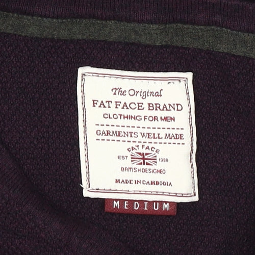 Fat Face Men's Purple V-Neck Cotton Cashmere Jumper M