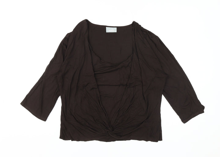 Wallis Women's Brown V-Neck Blouse Size 16
