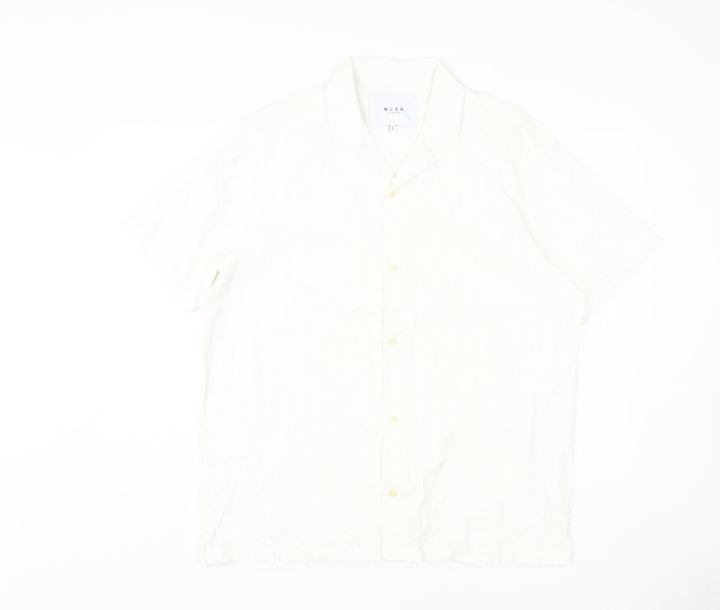 Wear London Men's White Short Sleeve Button-Up Shirt L