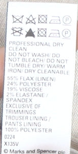 Marks and Spencer Men's Ivory Linen Blend Chinos