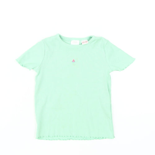 Zara Girls Green Short Sleeve T-Shirt, 4-5 Years, Casual Style