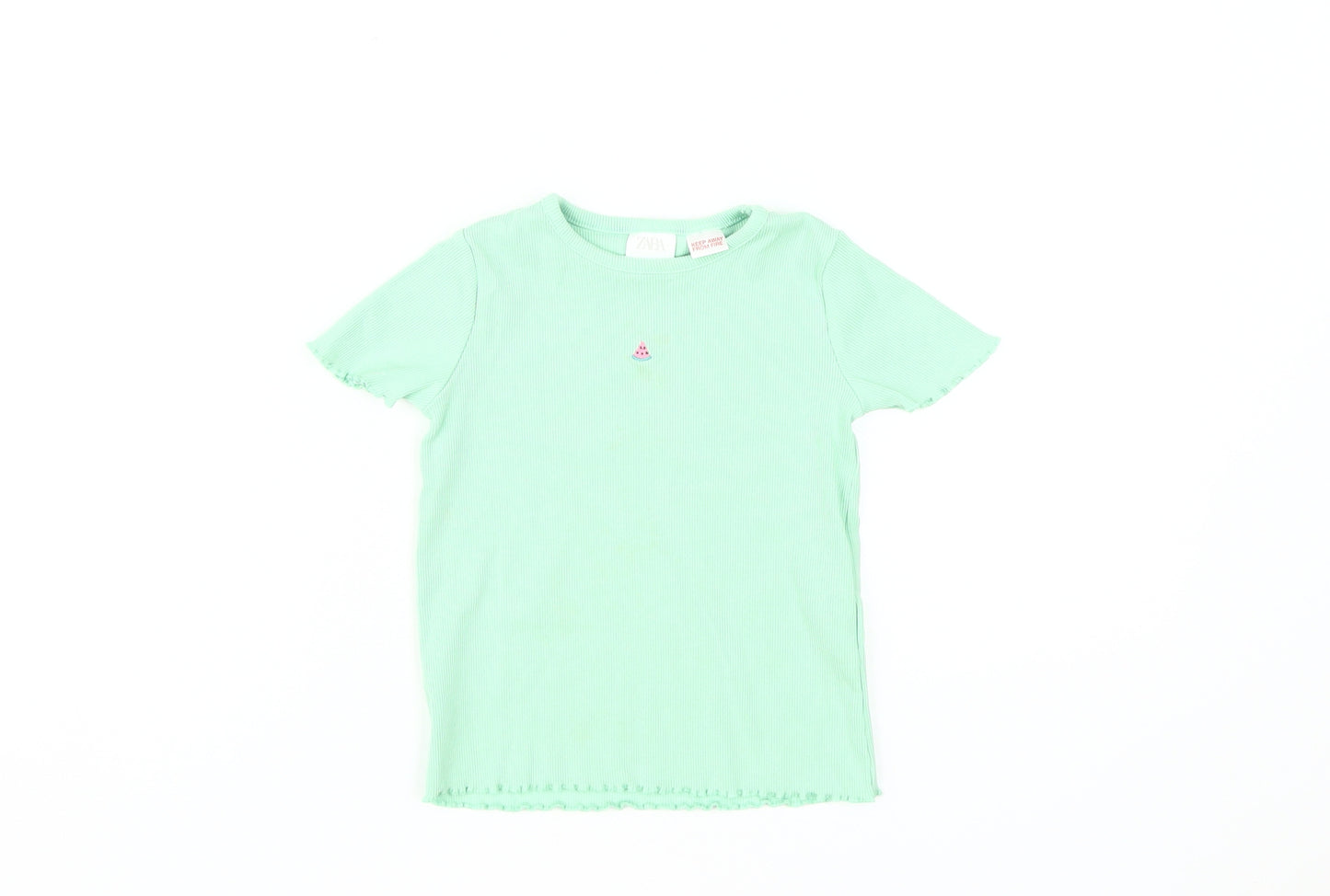 Zara Girls Green Short Sleeve T-Shirt, 4-5 Years, Casual Style