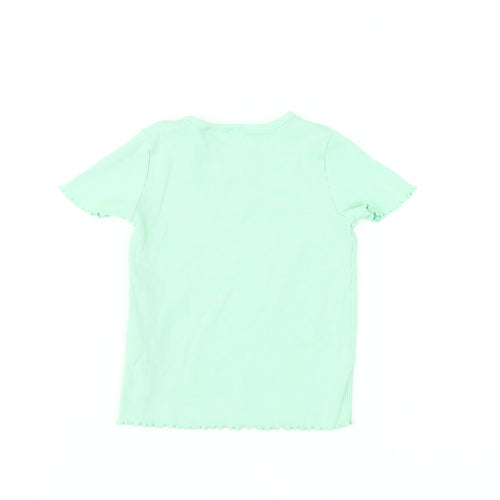 Zara Girls Green Short Sleeve T-Shirt, 4-5 Years, Casual Style