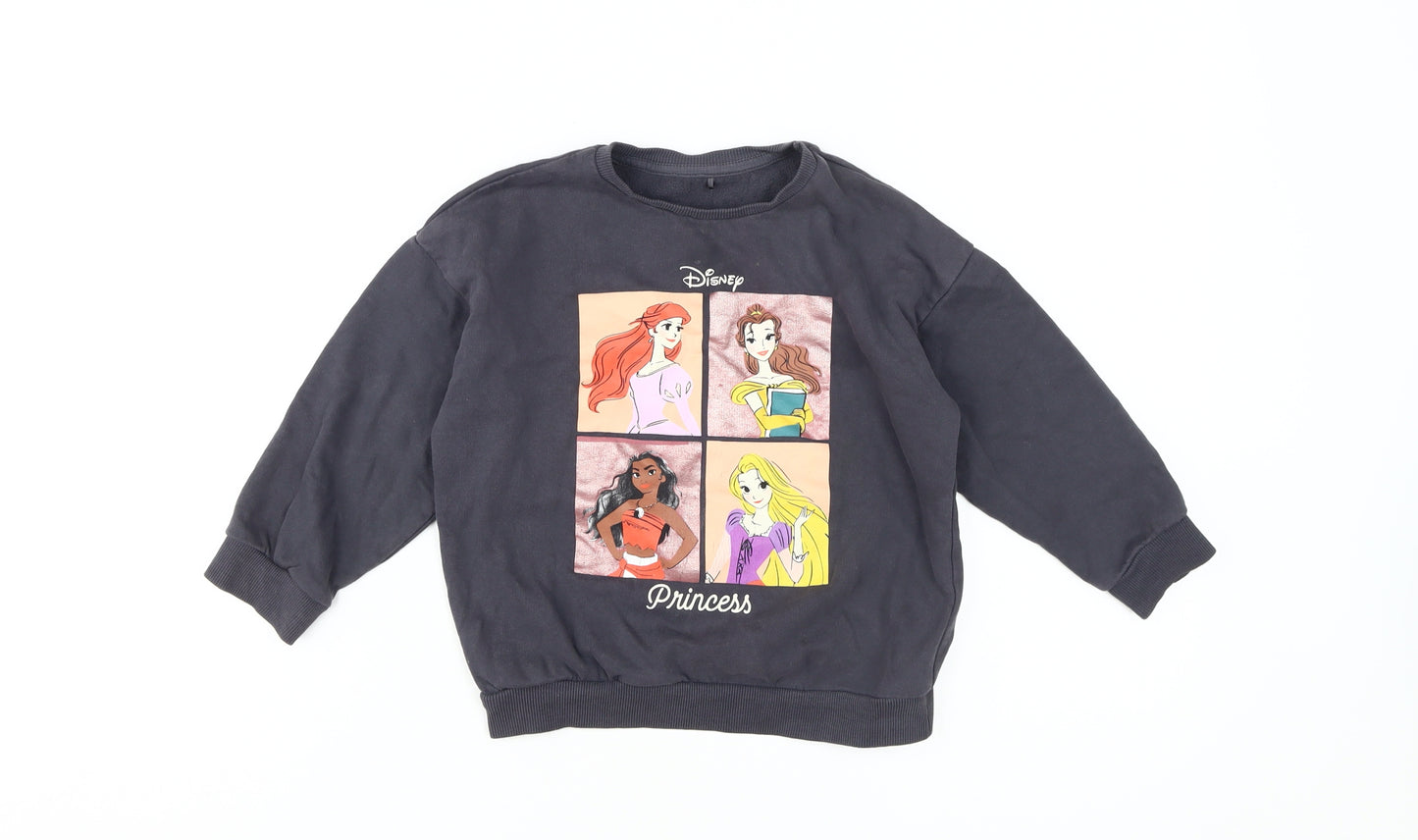 Disney Princess Girls Black Pullover Sweatshirt, 4-5 Years