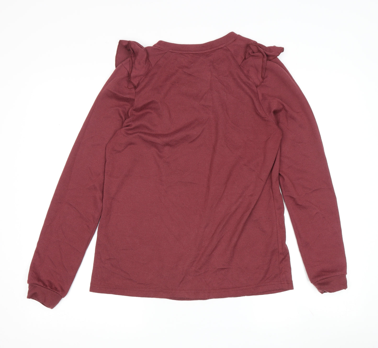 ICHI Women's Red Ruffle Jersey Blouse - Size S