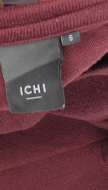 ICHI Women's Red Ruffle Jersey Blouse - Size S