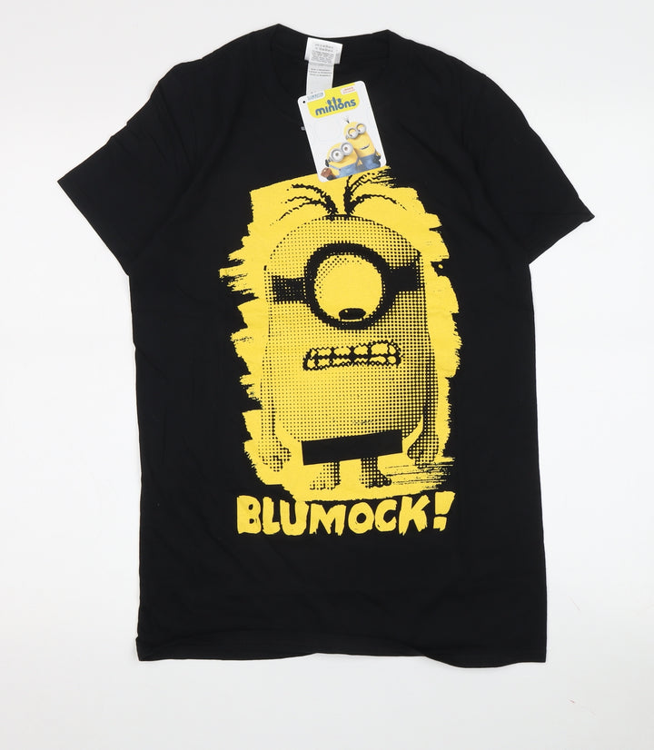 Men's Black Minions Graphic T-Shirt, Small, Movie Theme