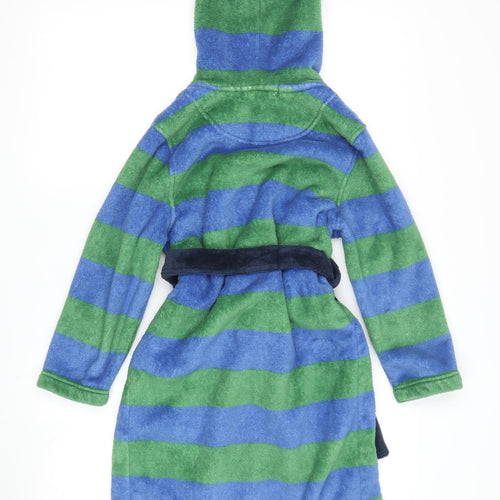 Little Joule Boys Green Blue Striped Fleece Robe 10 Years