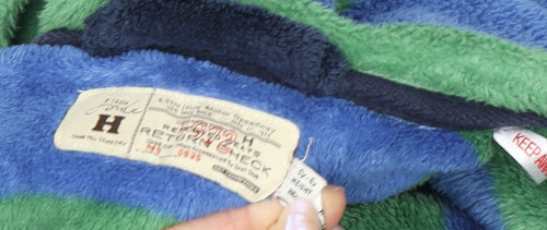 Little Joule Boys Green Blue Striped Fleece Robe 10 Years