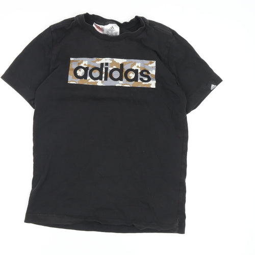 Adidas Boys Black Camouflage Graphic T-Shirt 9-10 Years