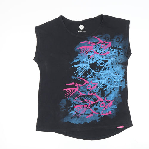 Hot Tuna Women's Black Fish Print Sleeveless T-Shirt