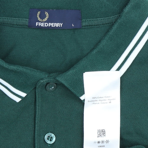 Fred Perry Men's Green Polo Shirt Size L