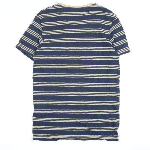 Selected Homme Men’s Blue Striped V-Neck T-Shirt M