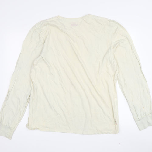 Levi's Men's White Long Sleeve T-Shirt, L, Logo, Casual