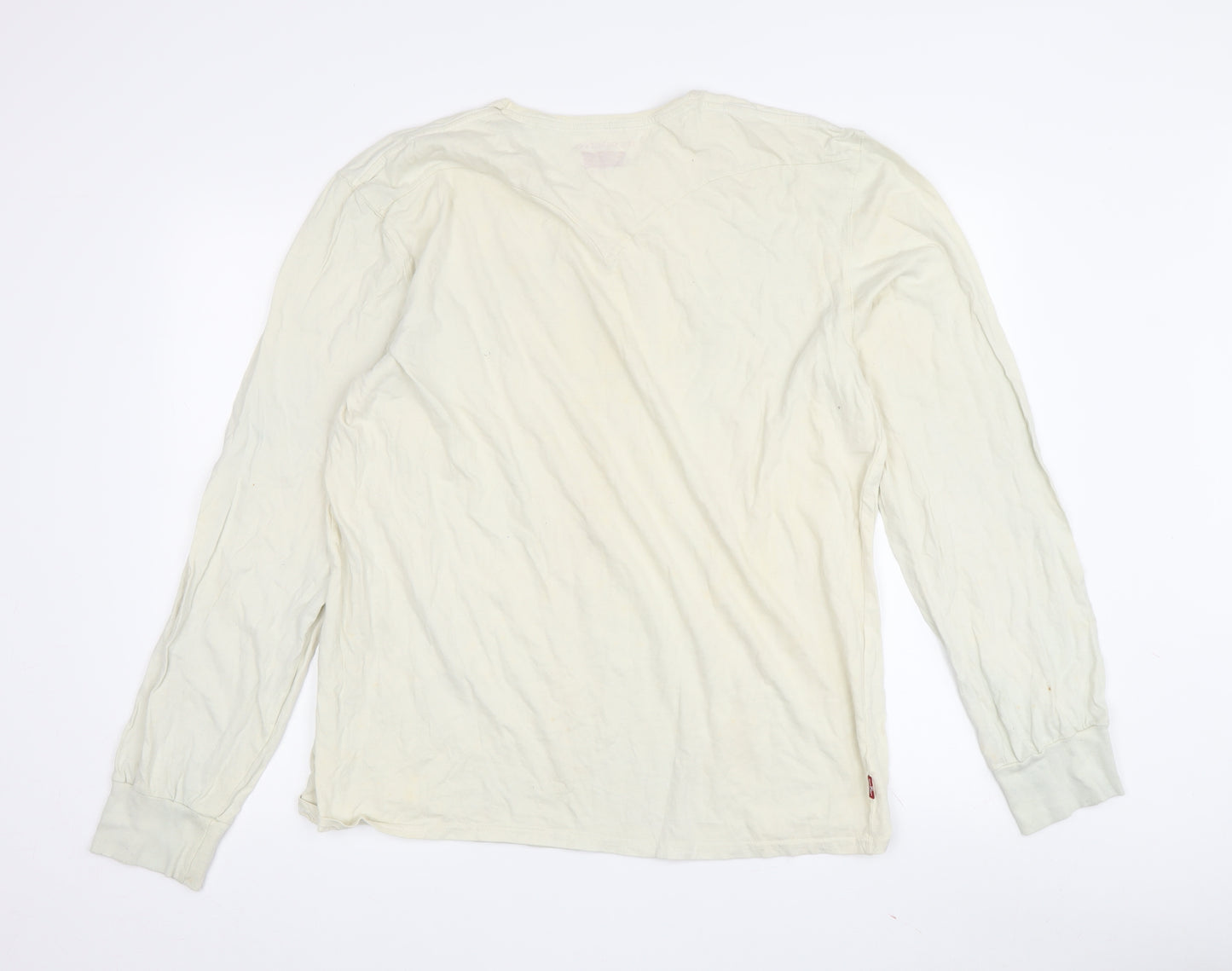 Levi's Men's White Long Sleeve T-Shirt, L, Logo, Casual