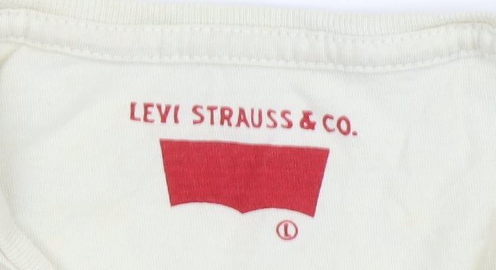 Levi's Men's White Long Sleeve T-Shirt, L, Logo, Casual
