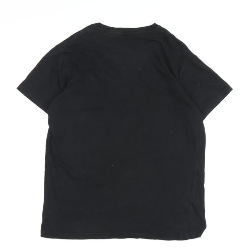Brave Soul Boys Black Space T-Shirt Small Basic Embroidered