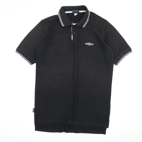 Umbro Men's Black Polo Shirt M Short Sleeve Logo
