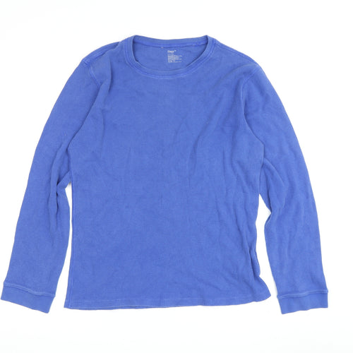 Gap Men's Blue Cotton Long Sleeve Crew Neck Tee