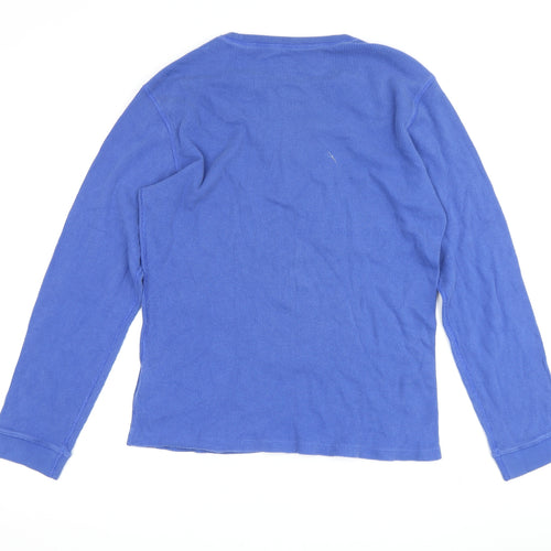 Gap Men's Blue Cotton Long Sleeve Crew Neck Tee
