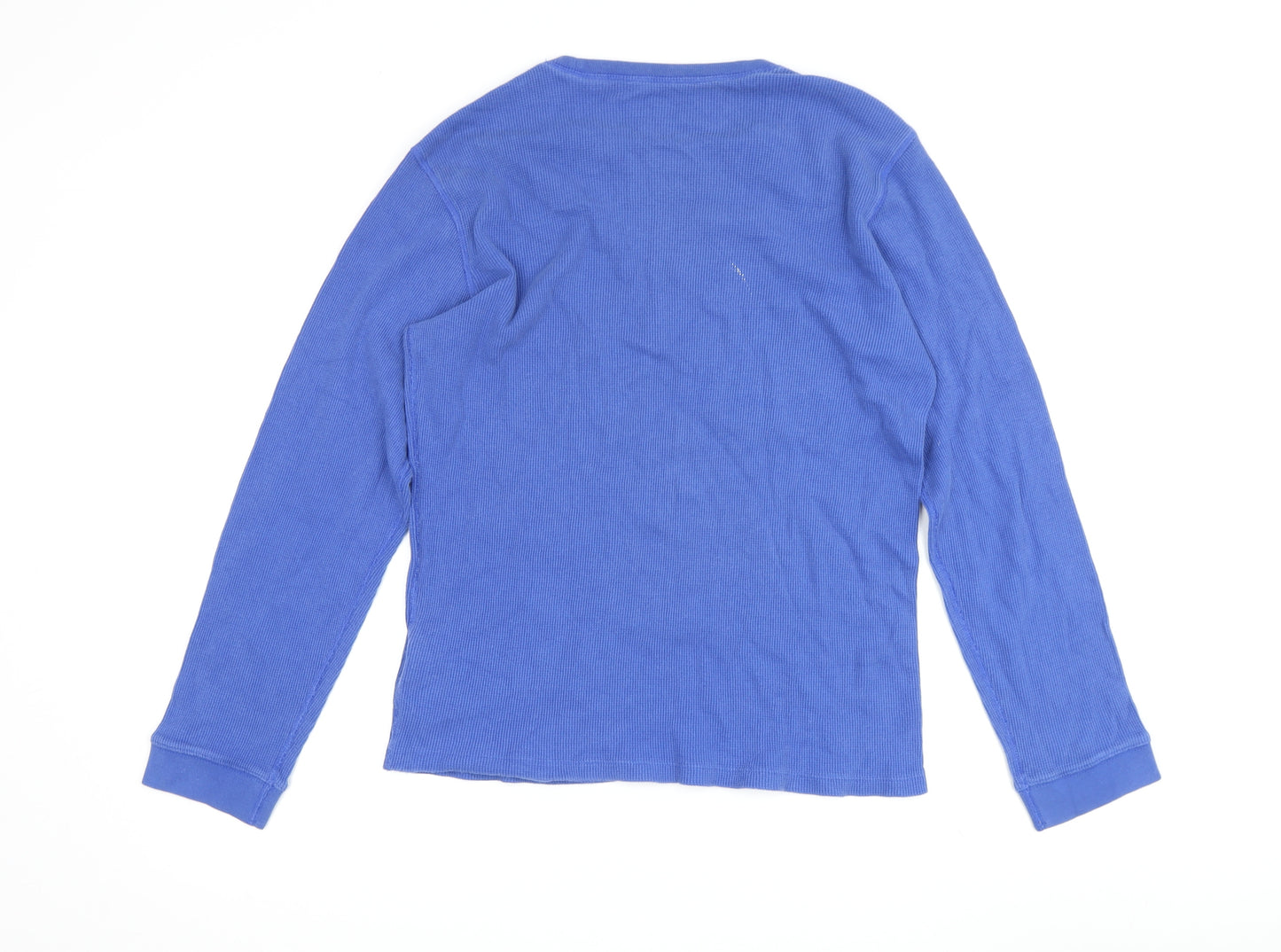Gap Men's Blue Cotton Long Sleeve Crew Neck Tee