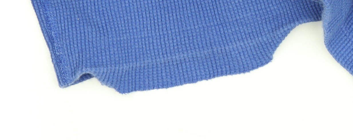 Gap Men's Blue Cotton Long Sleeve Crew Neck Tee