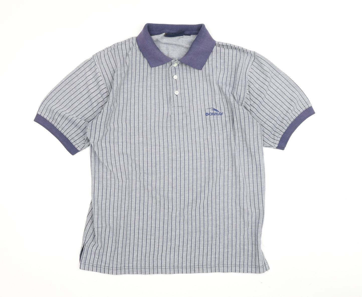 Donnay Men's Grey Striped Polo M - Cotton Blend
