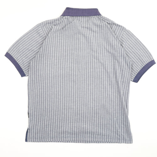 Donnay Men's Grey Striped Polo M - Cotton Blend