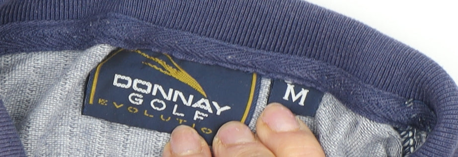 Donnay Men's Grey Striped Polo M - Cotton Blend