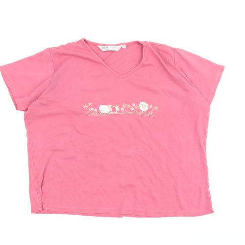 EWM Women's Pink Cotton Nightshirt, L, Graphic Print