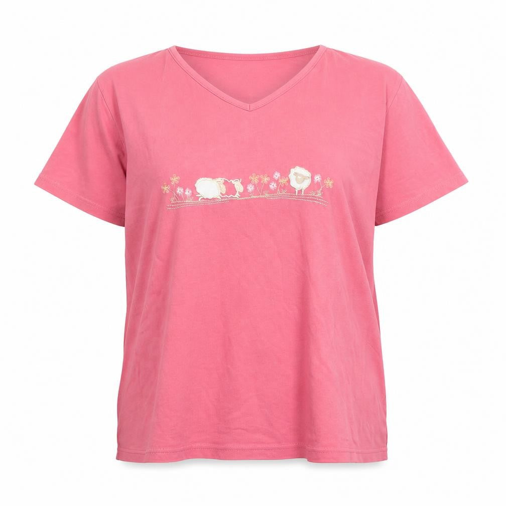EWM Women's Pink Cotton Nightshirt, L, Graphic Print