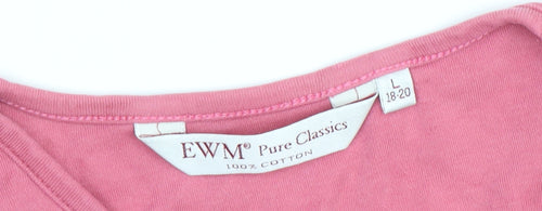EWM Women's Pink Cotton Nightshirt, L, Graphic Print